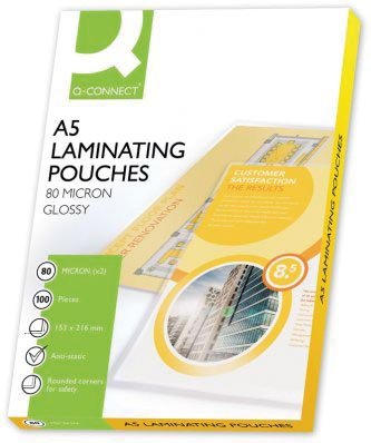 Q - CONNECT gelamineerde hoes A5 2x 80 micron 100 stuks - OfficeTown