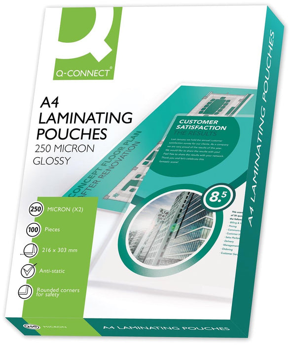 Q - CONNECT glanzend A4 lamineerhoes 2x 250 micron 100 stuks - OfficeTown