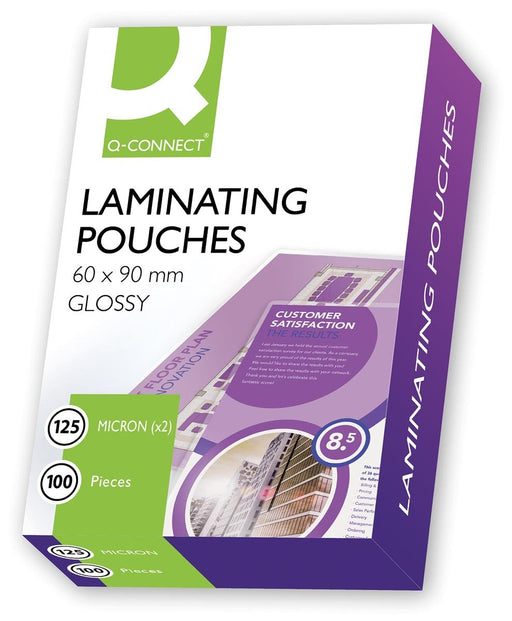 Q - CONNECT glanzend lamineerhoesje 2x 125 micron 60x90mm 100 stuks - OfficeTown