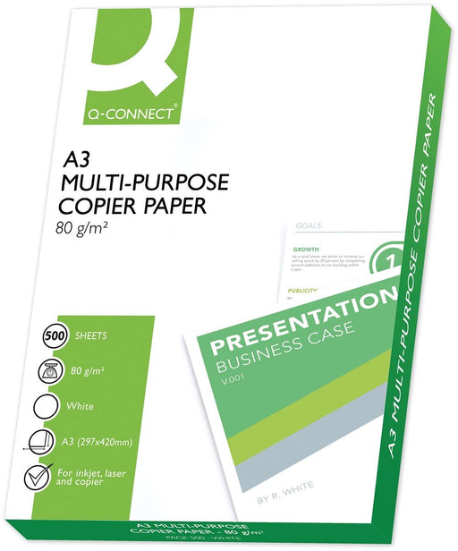 Q - CONNECT kopieerpapier, ft A3, 80 g, pak van 500 vel, wit - OfficeTown