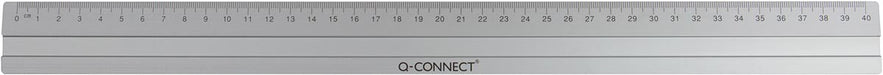 Q - CONNECT liniaal van aluminium, 40 cm met precisie - verdeling in mm - OfficeTown
