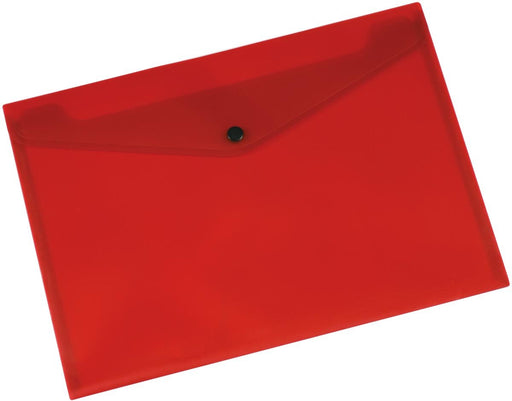 Q - CONNECT map voor documenten, A4, transparant PP, met drukknopsluiting, rood - OfficeTown