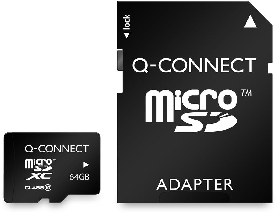 Q - CONNECT microSD geheugenkaart, met SD - adaptor, 64 GB - OfficeTown