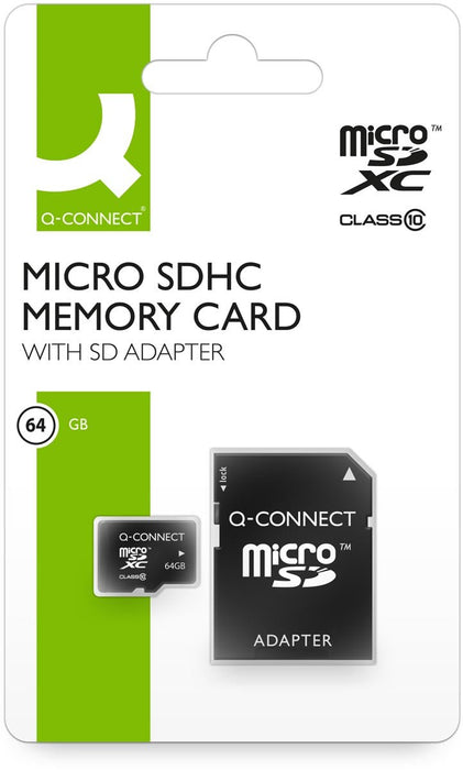 Q - CONNECT microSD geheugenkaart, met SD - adaptor, 64 GB - OfficeTown