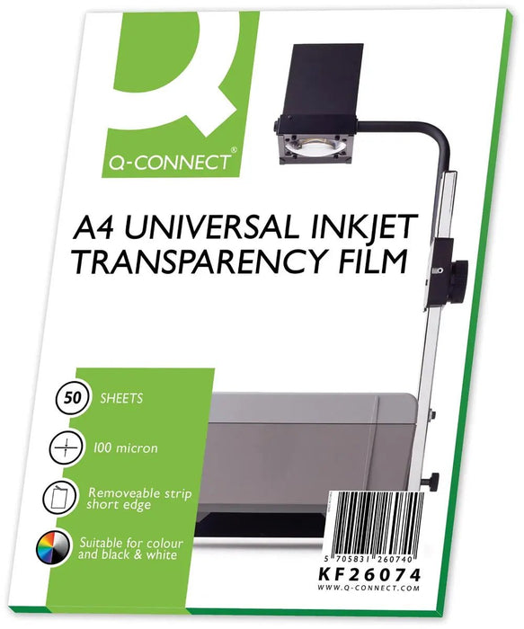 Q - CONNECT overhead transparanten voor inkjetprinter, ft A4, pak van 50 vel - OfficeTown
