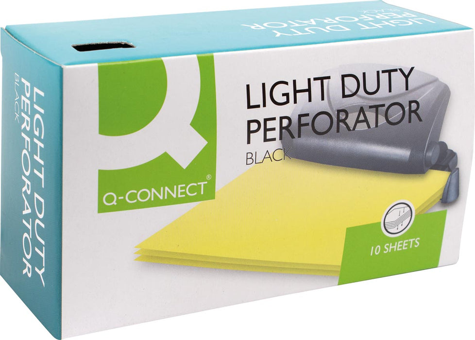 Q - CONNECT perforator met lichte taak, 10 vellen, zwart - OfficeTown