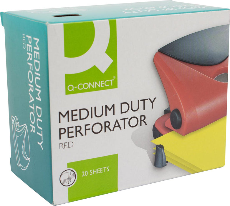 Q - CONNECT perforator, Middelzware uitvoering, 20 vellen, rood - OfficeTown