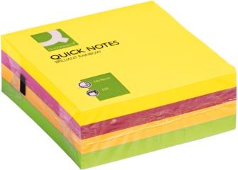 Q - CONNECT Quick Notes, ft 76 x 76 mm, 320 vel, geassorteerde neonkleuren - OfficeTown