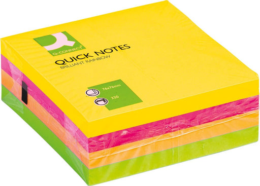 Q - CONNECT Quick Notes, ft 76 x 76 mm, 320 vel, geassorteerde neonkleuren - OfficeTown