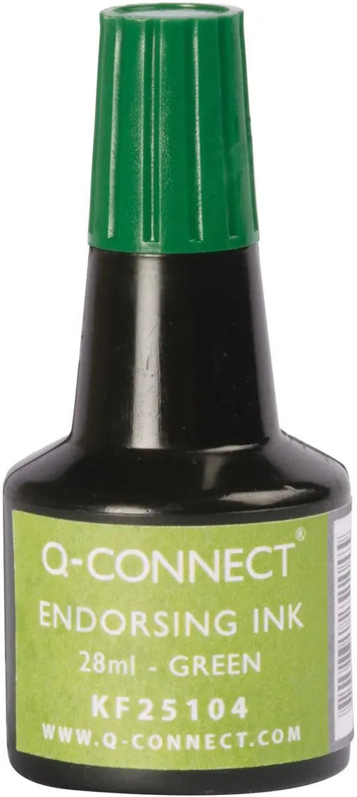 Q - CONNECT stempelinkt, 28ml - fles, groen - OfficeTown