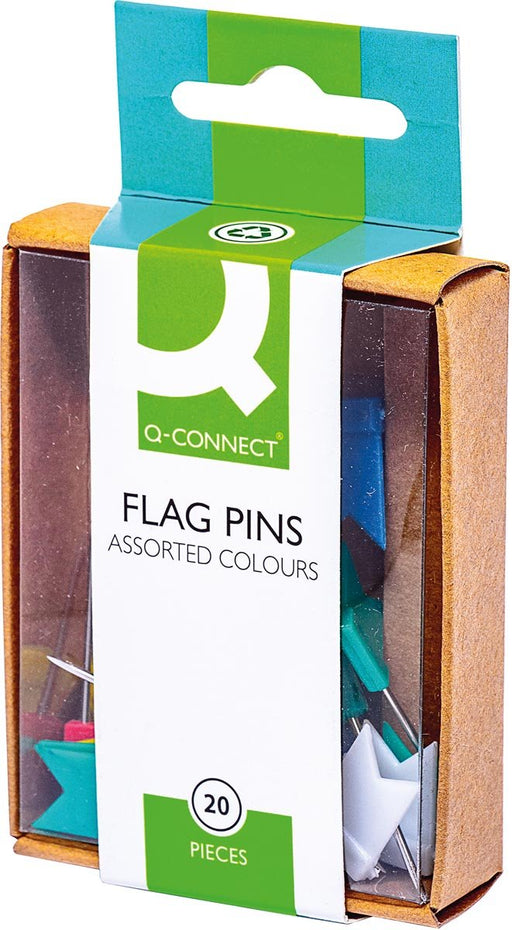 Q - CONNECT vlaggetjespelden, diverse kleuren, verpakking van 20 stuks - OfficeTown