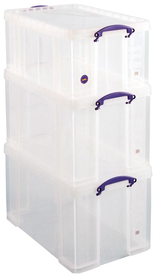 Really Useful Box box, actiepakket: 2 x 84 liter + 1 x 64 liter, transparant 2 stuks - OfficeTown