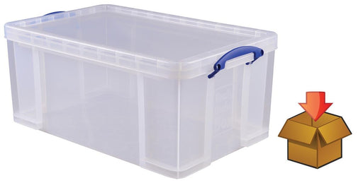 Really Useful Box doos 64 liter, transparant, individueel verpakt in karton - OfficeTown