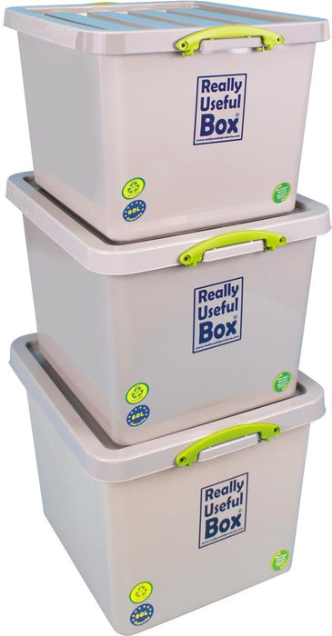 Really Useful Box Doos Gerecycled opbergdoos 60 l, nestbaar, grijs 3 stuks - OfficeTown
