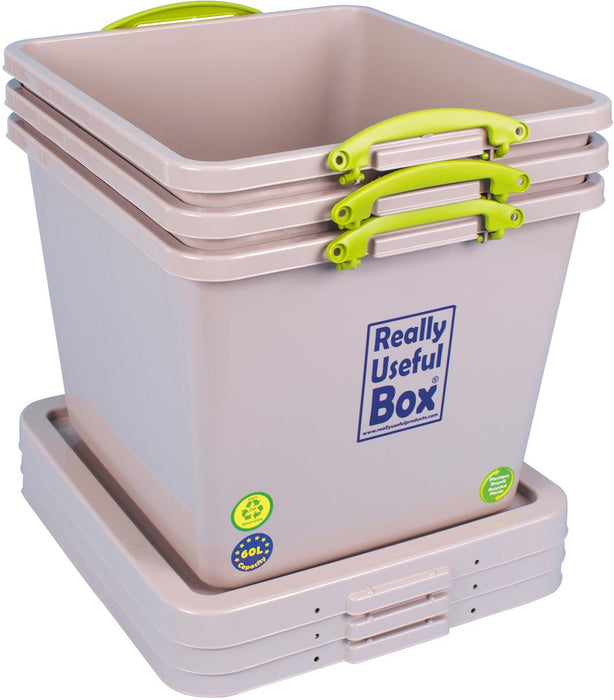Really Useful Box Doos Gerecycled opbergdoos 60 l, nestbaar, grijs 3 stuks - OfficeTown