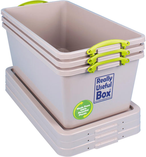 Really Useful Box Doos Gerecycled opbergdoos 82 l, stapelbaar, grijs 3 stuks - OfficeTown