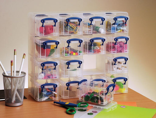Really Useful Box Doos muurkubus met 16 opbergdozen van 0,3 liter, transparant - OfficeTown