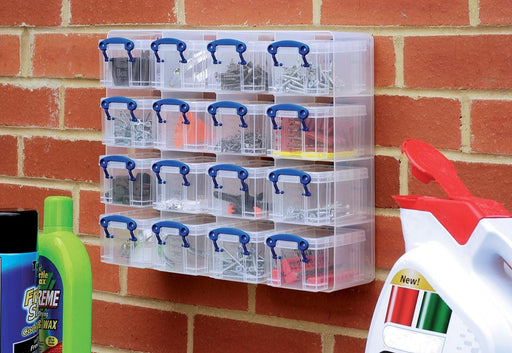 Really Useful Box Doos muurkubus met 16 opbergdozen van 0,3 liter, transparant - OfficeTown