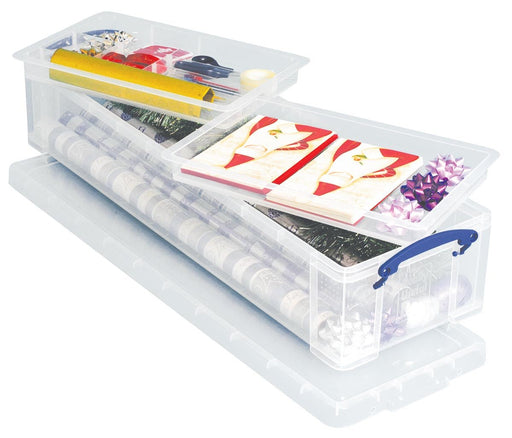 Really Useful Box opbergdoos 22 liter met 2 dividers, transparant 6 stuks - OfficeTown