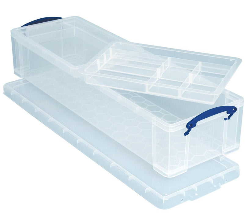 Really Useful Box opbergdoos 22 liter met 2 dividers, transparant 6 stuks - OfficeTown
