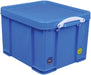 Really Useful Box opbergdoos 35 liter, neonblauw met witte handvaten - OfficeTown