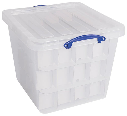 Really Useful Box opbergdoos, 60 l, met inzetbakje, transparant - OfficeTown