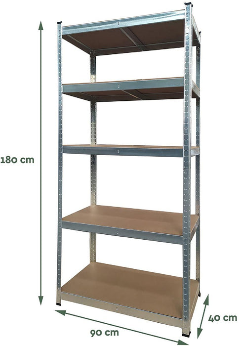 Rek met 5 legborden, ft 180 x 90 x 40, zilver - OfficeTown