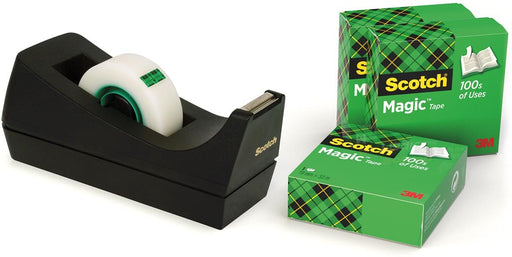 Scotch plakbandhouder zwart + 4 rollen met magische tape - OfficeTown