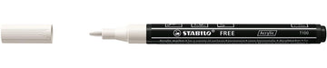 STABILO free acrylmarker T100, ronde punt, 1 - 2 mm, wit - OfficeTown