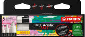 STABILO free acrylmarker, verschillende formaten, wit, pak van 3 stuks - OfficeTown