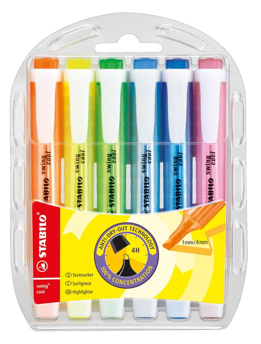 Stabilo markeerstift Swing Cool, etui met 6 stuks in verschillende kleuren - OfficeTown