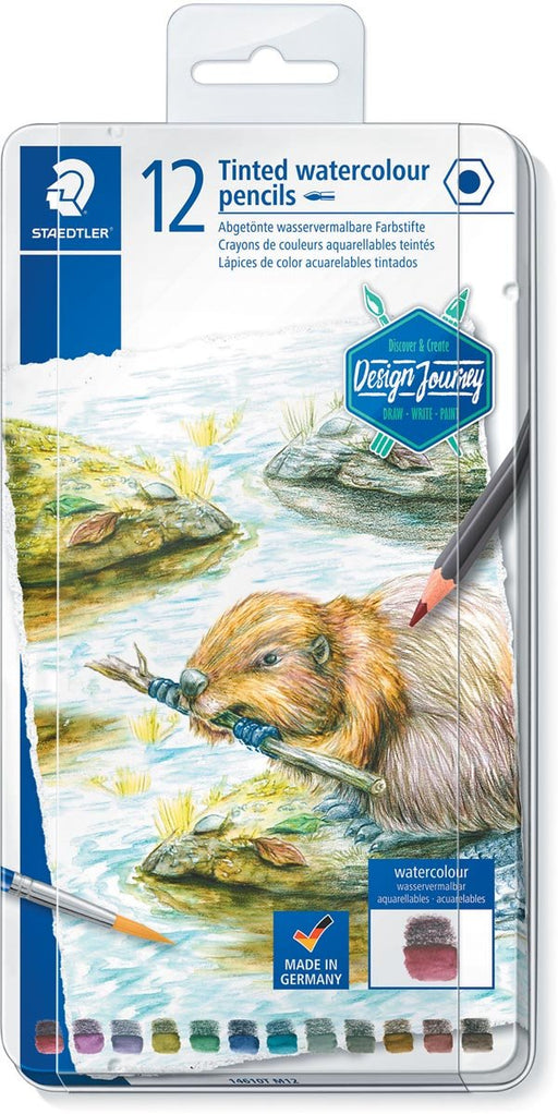 Staedtler aquarel potlood, metalen doos met 12 kleuren - OfficeTown