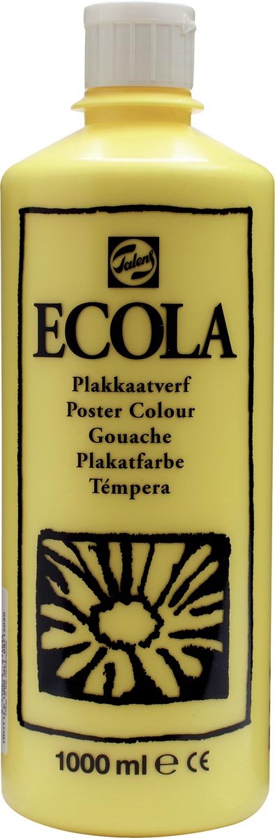 Talens Ecola plakkaatverf 1000 ml knijpfles, citroengeel - OfficeTown