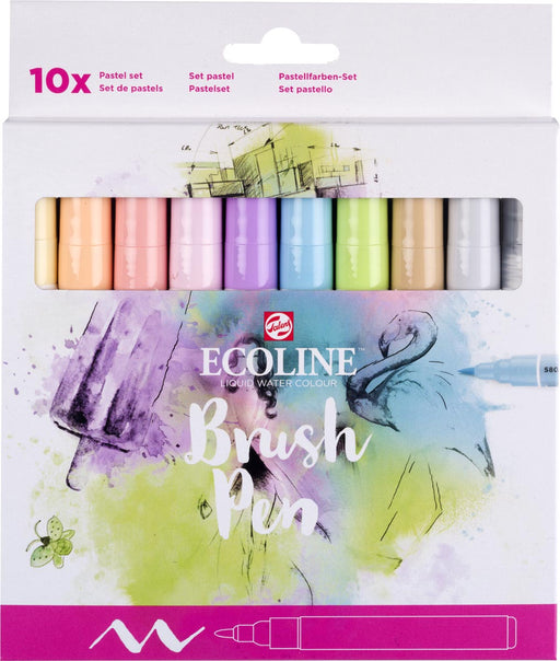 Talens Ecoline Brush pen, etui van 10 stuks in pastelkleuren - OfficeTown