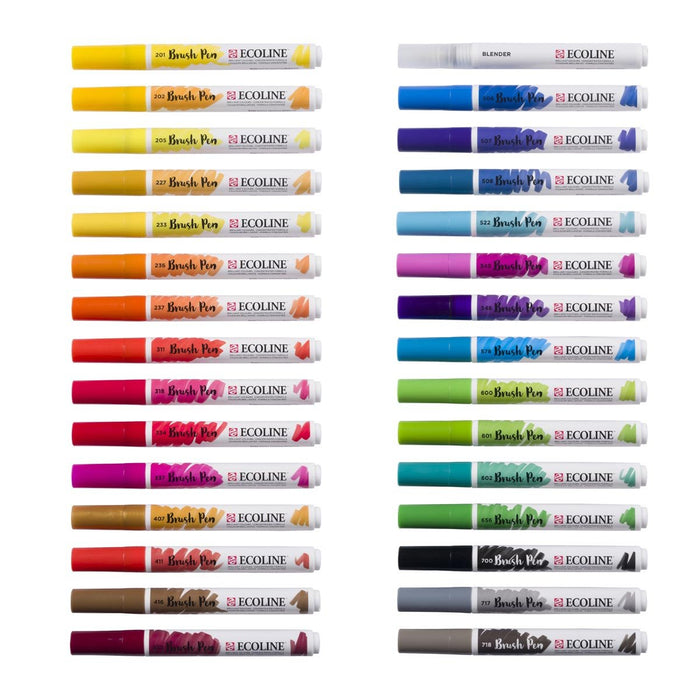 Talens Ecoline Brush pen, etui van 30 stuks, set Primaire - OfficeTown