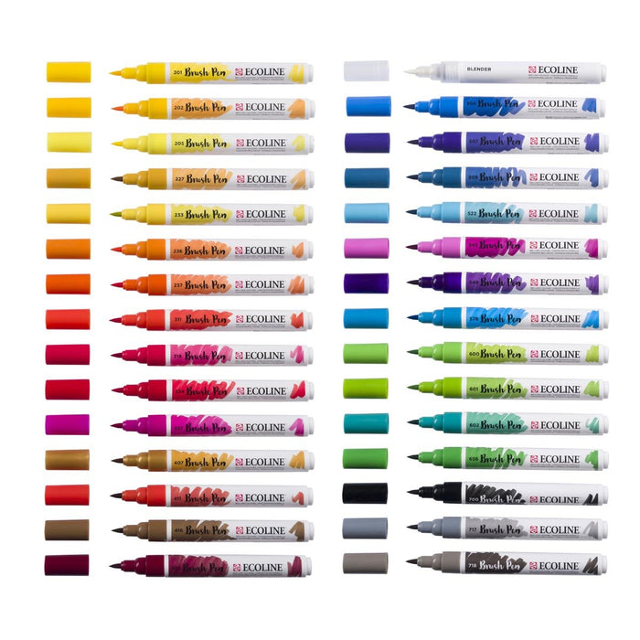 Talens Ecoline Brush pen, etui van 30 stuks, set Primaire - OfficeTown