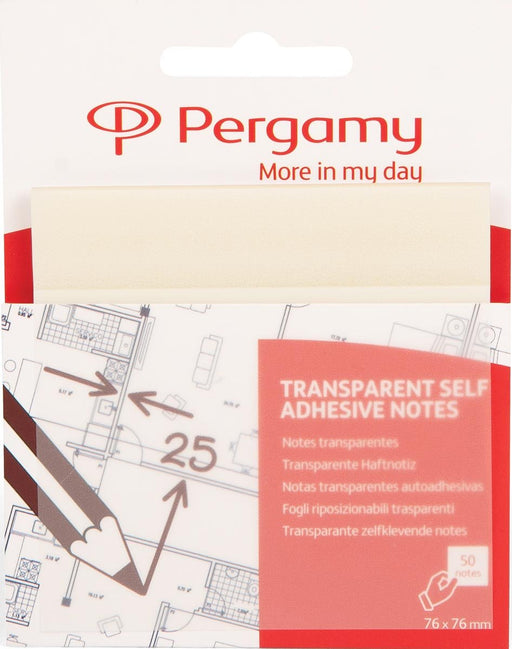 Transparante Memoblaadjes, 76 x 76 mm, 50 vel, wit - OfficeTown