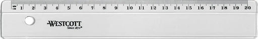 Transparante plastic liniaal van Westcott, 20 cm, op blisterverpakking met 20 stuks - OfficeTown