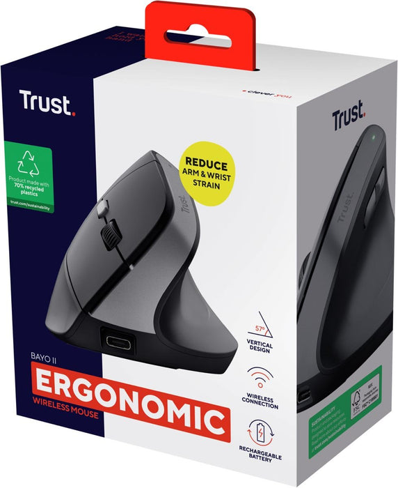 Trust Bayo II draadloze ergonomische muis, voor rechtshandigen - OfficeTown