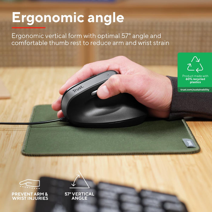 Trust Bayo II ergonomische muis, voor rechtshandigen - OfficeTown