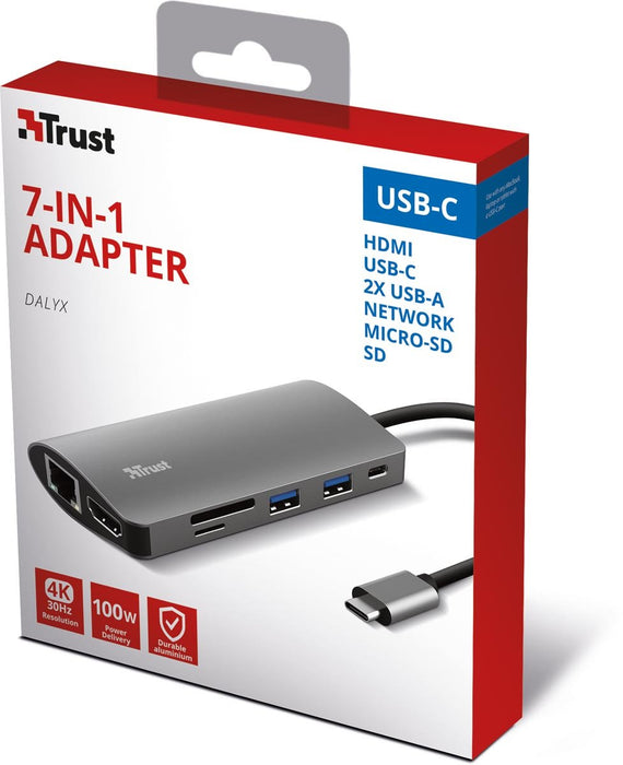 Trust Dalyx 7 - in - 1 USB - C Multiport Adapter - OfficeTown