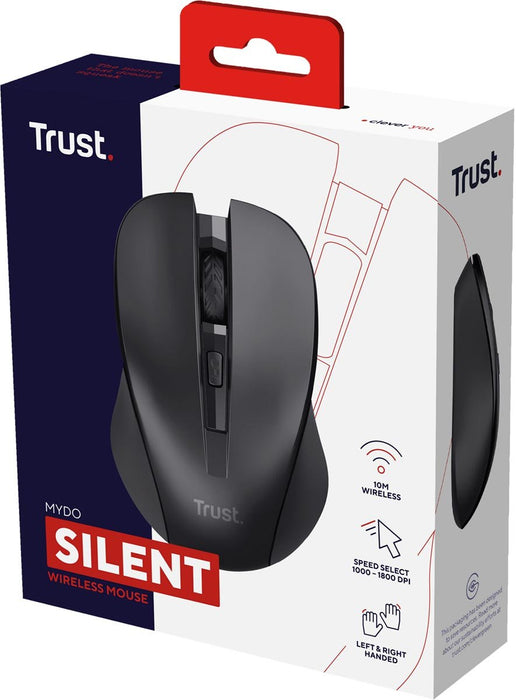 Trust draadloze stille muis Mydo, zwart - OfficeTown