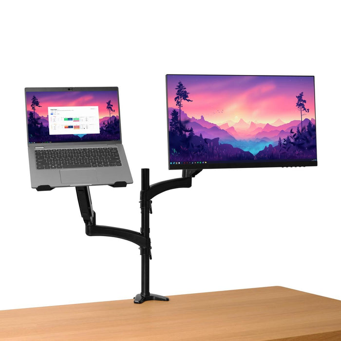 Trust Mara monitorarm, dubbele arm met 1 laptoparm, zwart - OfficeTown