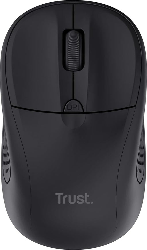 Trust Primo draadloze muis, mat zwart met opbergbare micro - USB - ontvanger, voor zowel rechts - als linkshandigen, 4 knoppen, aanpasbare gevoeligheid (1000 - 1600 dpi), draadloos bereik van 6 m, werkt op 2 AAA - batterijen (meegeleverd) matszwart - OfficeTown