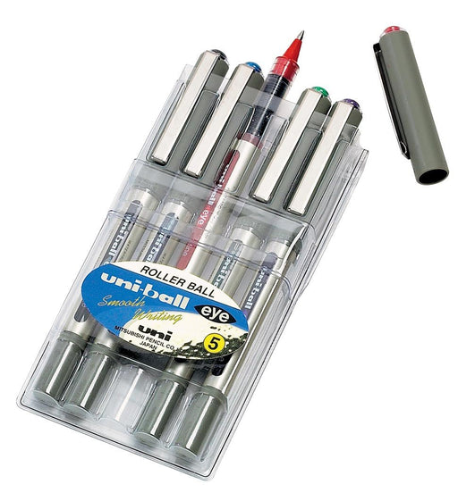 Uni - ball roller Eye Fine en Micro Fine, schrijfbreedte 0,5 mm, punt 0,7 mm, etui van 5 stuks: blauw, r... - Uni - ball roller Eye Fine en Micro Fine, schrijfbreedte 0,5 mm, punt 0,7 mm, etui van 5 stuks: blauw, r... - OfficeTown