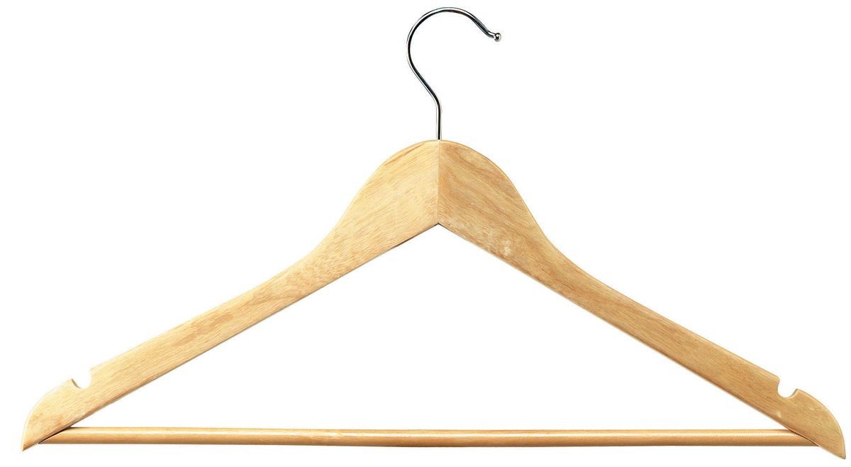 Unilux kledinghangers van hout, 45 cm, pak van 25 stuks met draaibare haak - OfficeTown