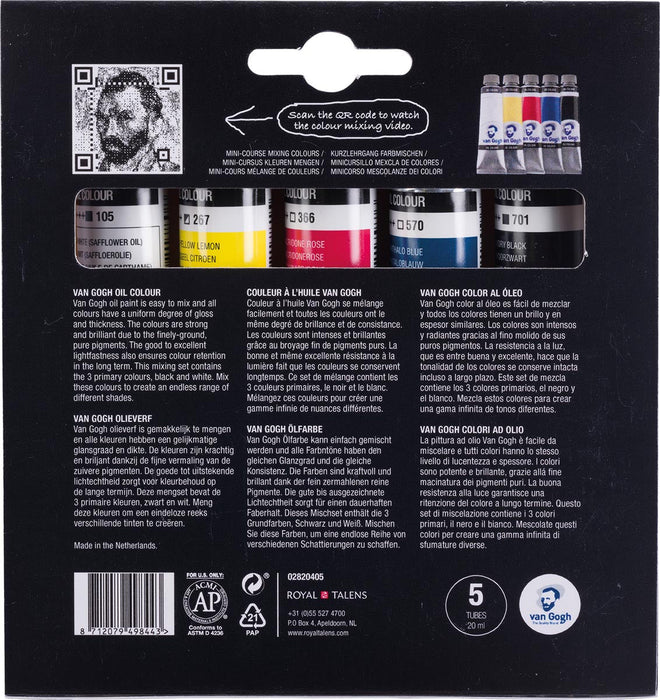 Van Gogh olieverf set met primaire kleuren, 5 x 20 ml - OfficeTown