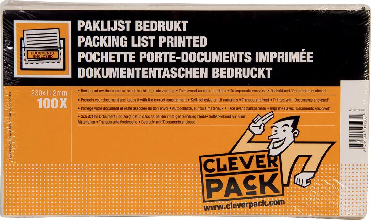 Cleverpack documenthouder Documents Enclosed, ft 230 x 112 mm, pak van 100 stuks