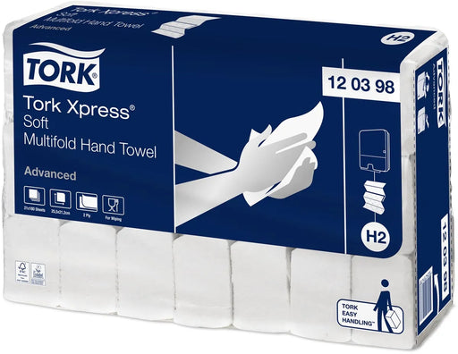 Tork Xpress Advanced handdoek 2-laags, systeem H2, wit, ft 25,5x21,2 cm, pak van 21 stuks, OfficeTown